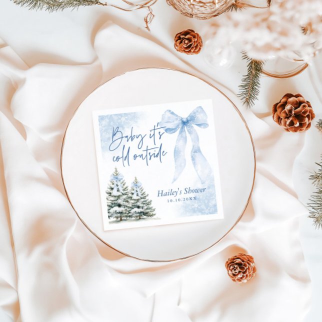 Baby, es ist kalt draußen, Blaues Schleifen-Winter Serviette (Von Creator hochgeladen)