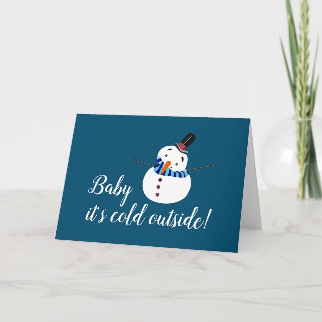 Baby Es ist kalt draußen, Blue Snowman Karte (Vorderseite)
