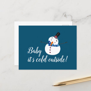 Baby Es ist kalt draußen, Blue Snowman Postkarte