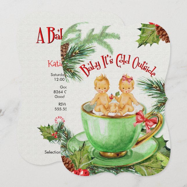 Baby Es ist kalt draußen | Einladung der Babydusch (Vorne/Hinten)