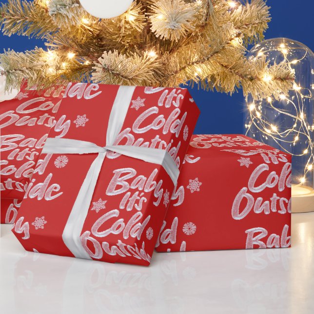 Baby Es ist kalt draußen gefroren Weihnachtsrot Geschenkpapier (Feiertage)