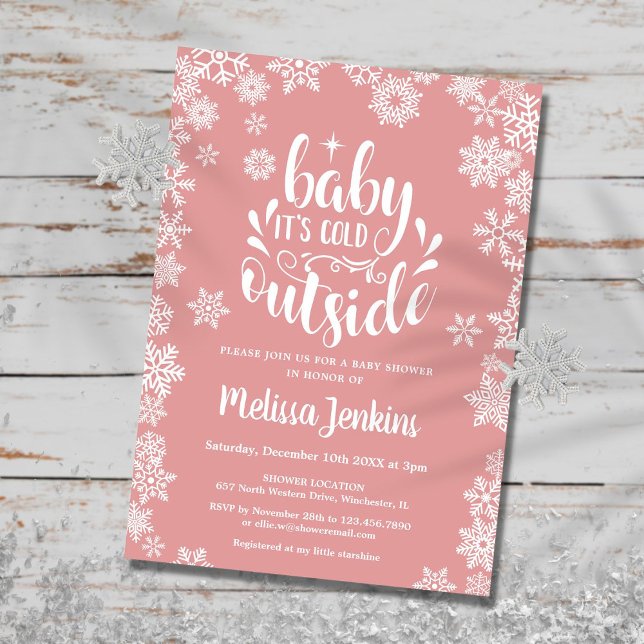 Baby Es ist kalt draußen Girl Winter Baby Dusche Einladung (Baby It's Cold Outside Girl Winter Baby Shower Invitation)