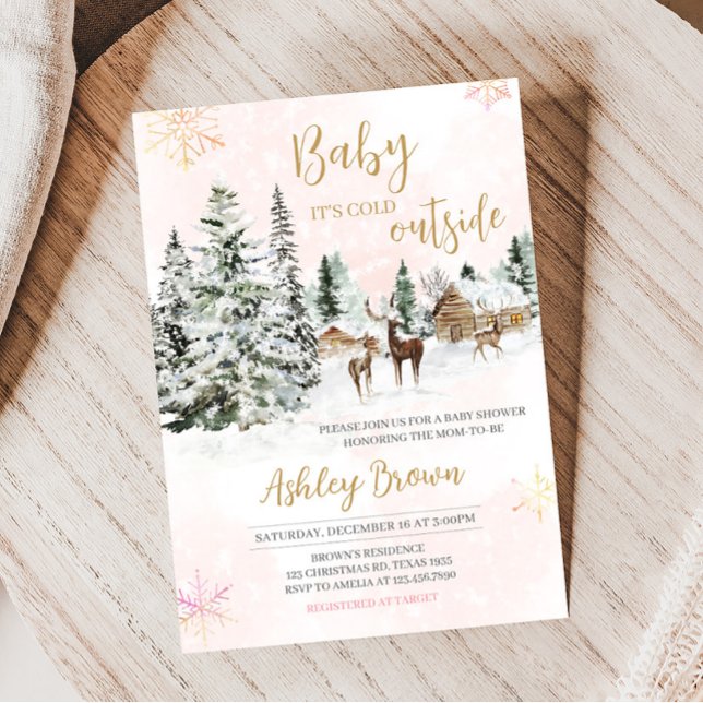 Baby Es ist kalt draußen Girl Winter Baby Dusche Einladung (Winter Wonderland Baby Shower Invitation)