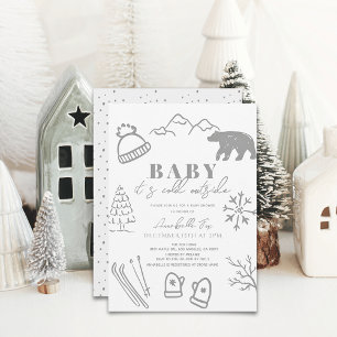 Baby Es ist kalt draußen graue Ski Baby Dusche Einladung