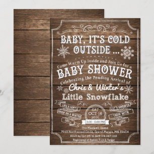 Baby, es ist kalt draußen Holz-Baby-Shower-Einladu Einladung