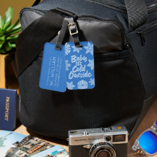 Baby Es ist kalt draußen Icy Blue Frozen Schneeflo Gepäckanhänger