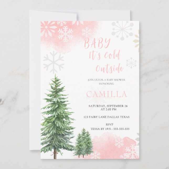 Baby es ist kalt draußen im Winter Babydusche Einladung (Vorderseite)