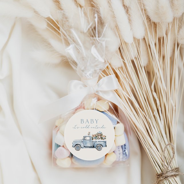 Baby Es ist kalt draußen im Winter Woodland Babydu Runder Aufkleber (Von Creator hochgeladen)