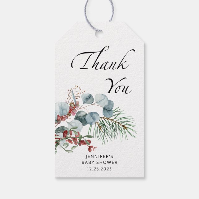 Baby es ist kalt draußen immergrün danke Geschenk Geschenkanhänger (Rückseite)