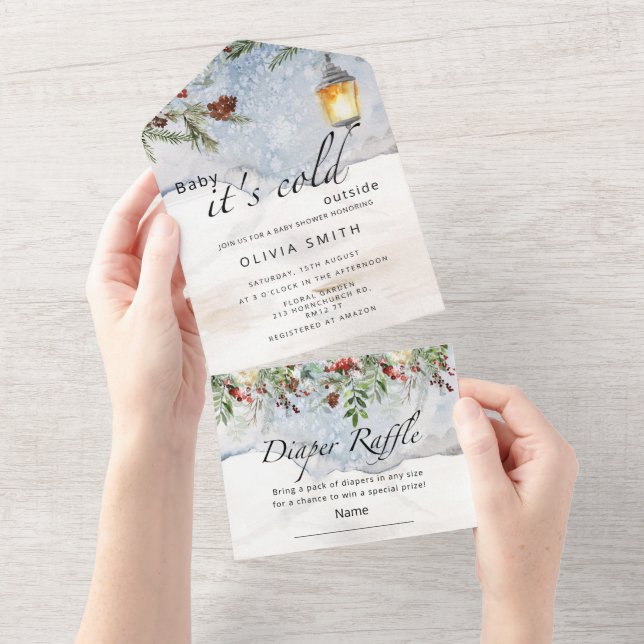 Baby es ist kalt draußen in einer Einladung (Abreißen)