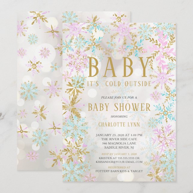 Baby Es ist kalt draußen Mädchen oder Babydusche Einladung (Vorne/Hinten)