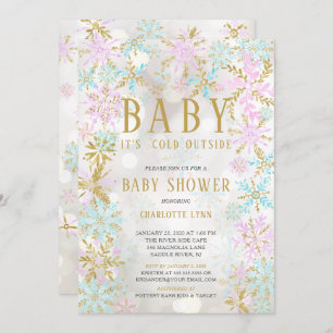 Baby Es ist kalt draußen Mädchen oder Babydusche Einladung