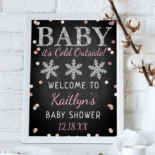 Baby Es ist kalt draußen Mädchen Winter Baby Dusch Poster