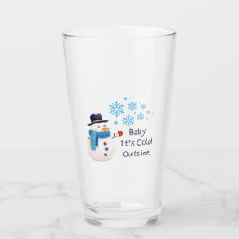Baby Es ist kalt draußen mit einem Schneemann auf Glas