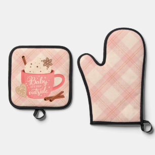 Baby, es ist kalt draußen Ofenhandschuh und Topfla & Topflappen-Set