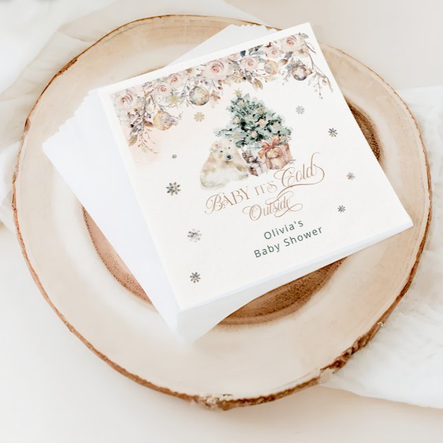 Baby es ist kalt draußen Pink Girl Bear Baby Dusch Serviette (Von Creator hochgeladen)