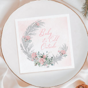 Baby, es ist kalt draußen Pink Winter Serviette