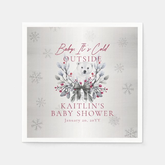 Baby Es ist kalt draußen Polar Bear Babydusche Serviette (Vorderseite)