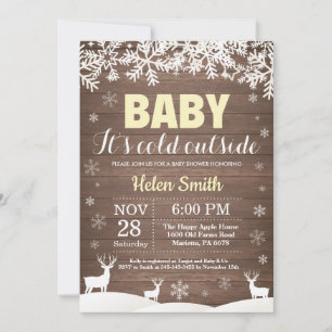 Baby, es ist kalt draußen Reh Winter-Baby-Party Einladung