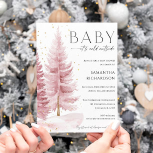 Baby, es ist kalt draußen rosa goldenes Mädchen-Ba Einladung