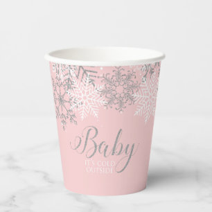Baby, es ist kalt draußen Rosa Schneeflocken Babyp Pappbecher