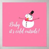 Baby Es ist kalt draußen, rosa Schneemann