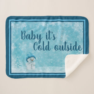 Baby Es ist kalt draußen Schneemann und Schneeflo Sherpadecke