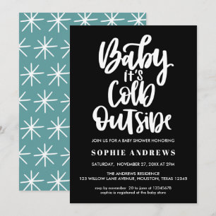 Baby Es ist kalt draußen   Schwarz   Babydusche Einladung