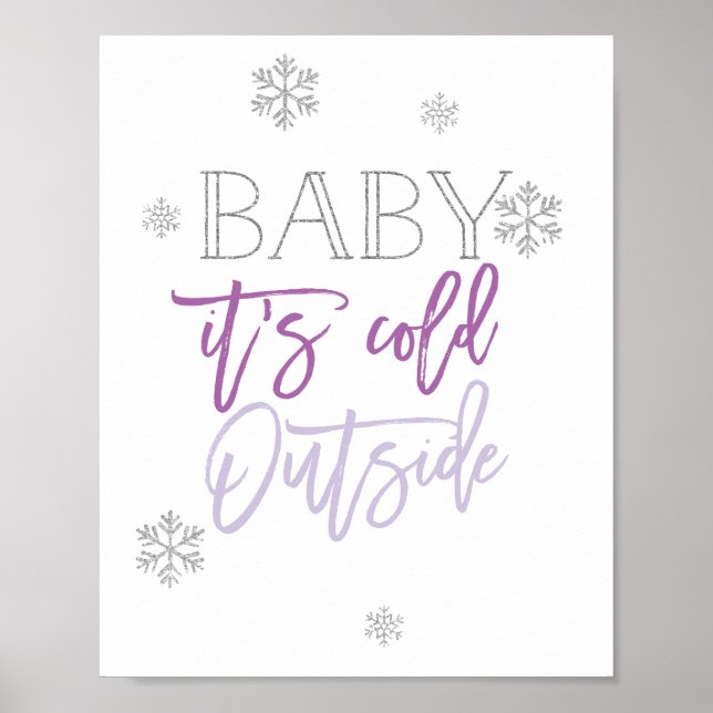 Baby Es ist kalt draußen | Silver Glitzer Lila Poster (Vorne)