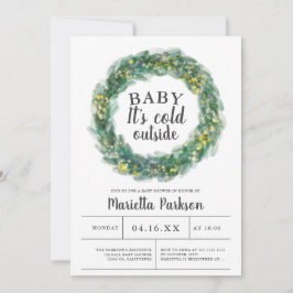 Baby es ist kalt draußen vor grüner Weihnachtsdusc Einladung