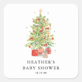 Baby Es ist kalt draußen Weihnachtsdusche Quadratischer Aufkleber