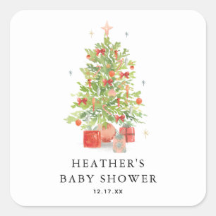 Baby Es ist kalt draußen Weihnachtsdusche Quadratischer Aufkleber