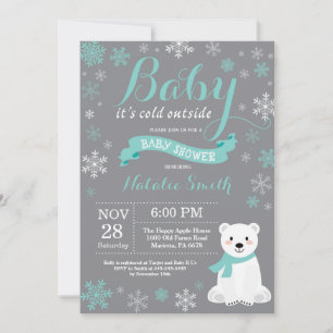 Baby, es ist kalt draußen Winter Aqua Baby Shower  Einladung
