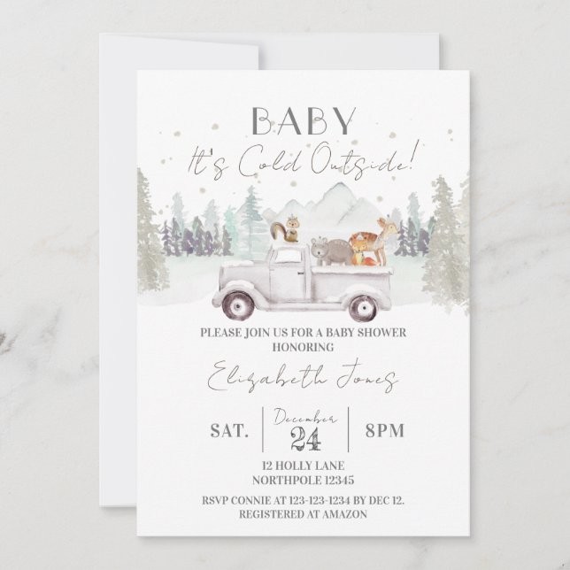 Baby es ist kalt draußen, Winter Baby Dusche Einladung (Vorderseite)