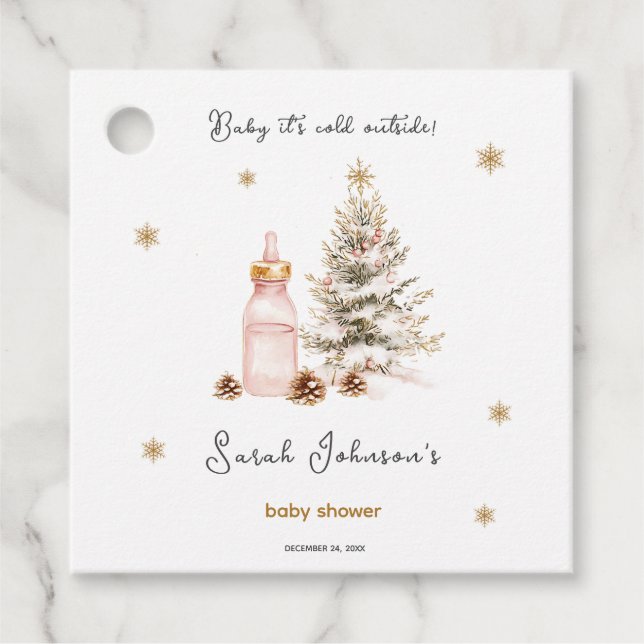 Baby es ist kalt draußen Winter Baby Dusche Geschenkanhänger (Vorderseite)