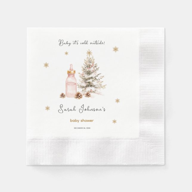 Baby es ist kalt draußen Winter Baby Dusche Serviette (Vorderseite)