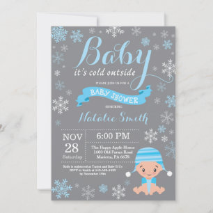 Baby, es ist kalt draußen Winter Junge Baby Shower Einladung