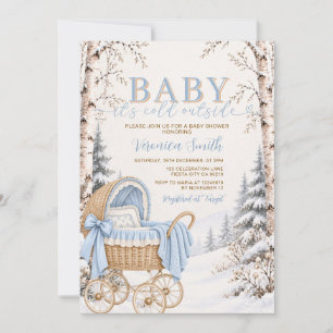 Baby, es ist kalt draußen Winter-Kinderwagen-Baby- Einladung
