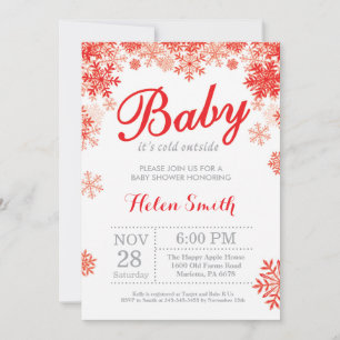 Baby, es ist kalt draußen Winter Rot Baby Shower Einladung