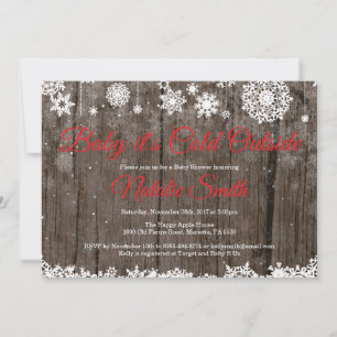 Baby, es ist kalt draußen Winter Rot Baby Shower Einladung