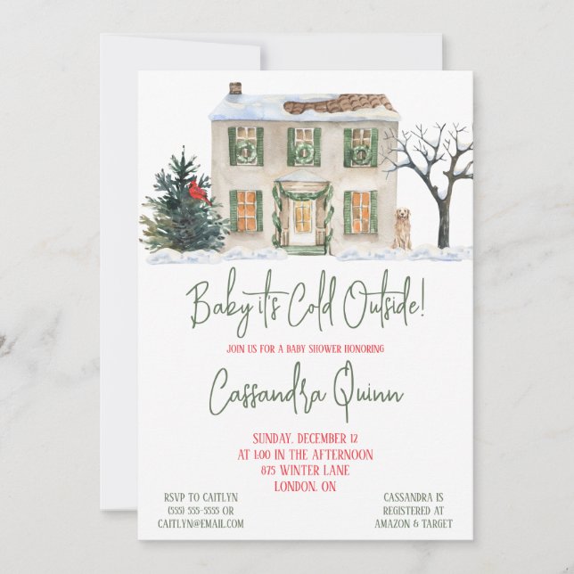 Baby Es ist kalt draußen, Winter Themed Baby Dusch Einladung (Vorderseite)