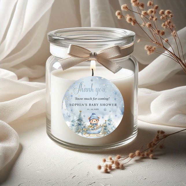 Baby Es ist kalt draußen Winterbär Danke Runder Aufkleber (Von Creator hochgeladen)