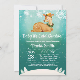 Baby, es ist kalt draußen Winterhirsch-Baby-Party Einladung