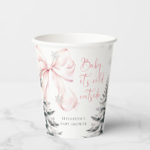 Baby Es ist kalt im Freien Pink Bow Babydusche Pappbecher