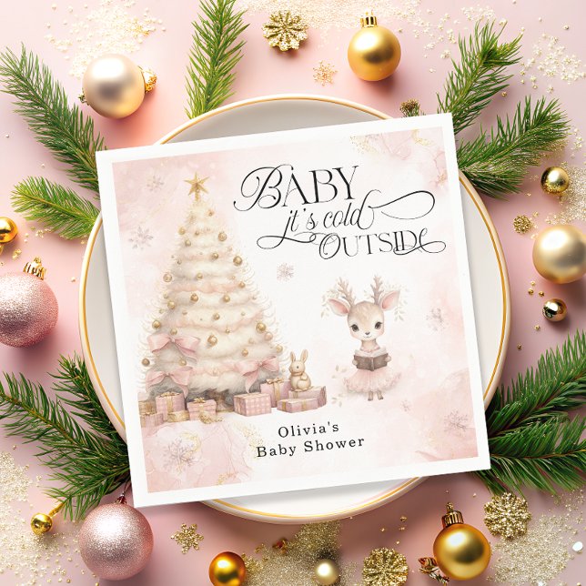 Baby es ist kalt im Freien Pink Girl Deer Baby Dus Serviette (Von Creator hochgeladen)
