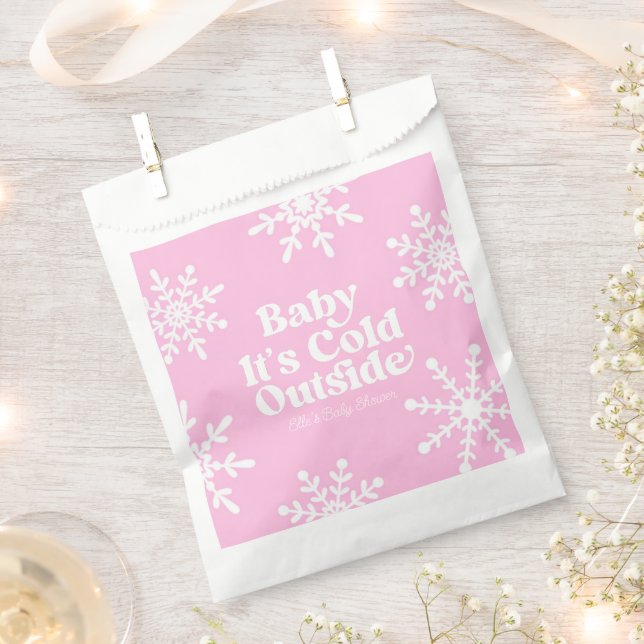 Baby Es ist kalt im Freien Pink Snowflake Babydusc Geschenktütchen (Ausgeschnitten)