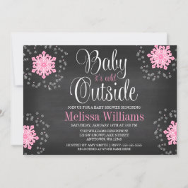 Baby Es ist kalt im Freien Rosa Schneeflocken Baby Einladung