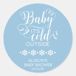 Baby Es ist kalt Outside Boys Babyduschenaufkleber Runder Aufkleber