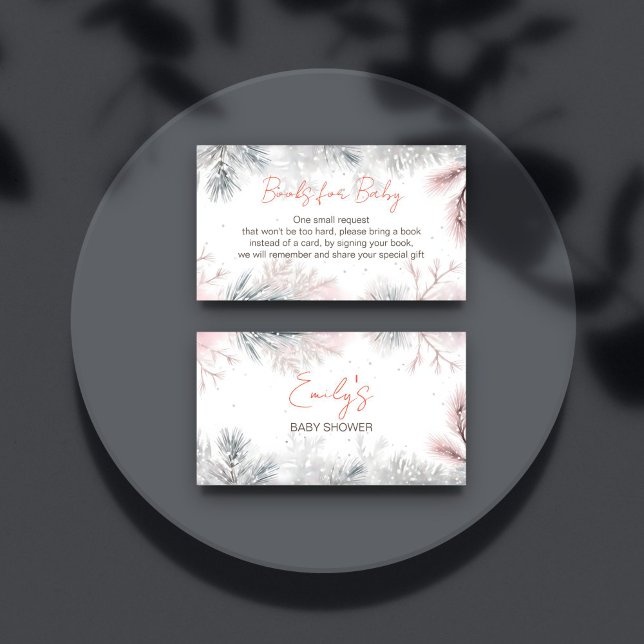Baby es ist kalt Winter Babydusche Bücher für Baby Begleitkarte (Baby it's cold winter baby shower books for baby enclosure card pastel snowy pines watercolor)