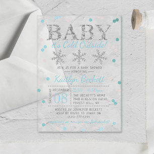 Baby Es ist kalte Outside Boys Winter Baby Dusche Acryleinladungen